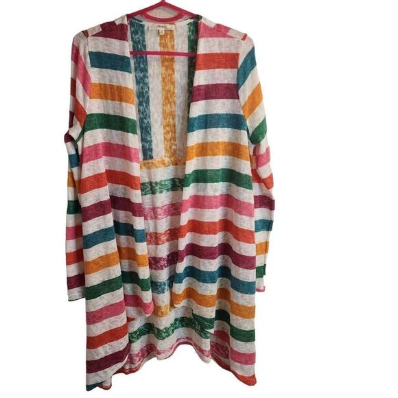 NWOT Andrée By Unit Medium Spring Striped Lightweight Cardigan - Picture 1 of 9